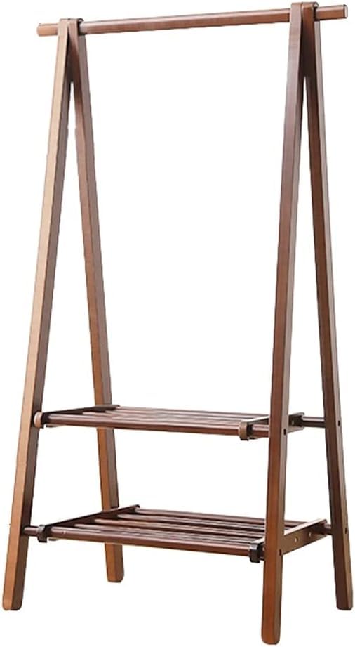 Perchero plegable de madera para niños con estante de 2 niveles para ahorrar espacio en la organización del armario