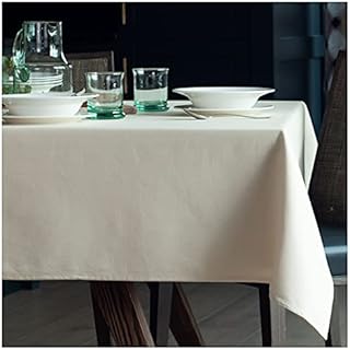 Organic Cotton Tablecloth for Dining Party / Kitchen; Easy-Care Washable Protective Heavyweight Fabric; Eco-Friendly Durable Material Table Cloth for Your Home Decoration (Warm Grey, 142 x 245cm)