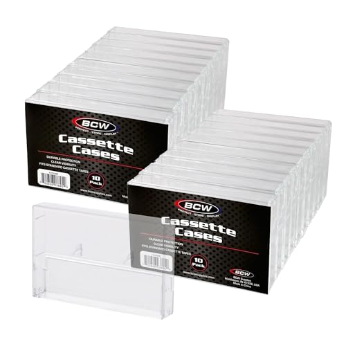 BCW Cassette Tape Cases – 20 Pack (Clear) | Replacement Audio Cassette Cases | Protect & Store Standard Cassette Tapes | Durable Plastic Storage for Music & Blank Tapes