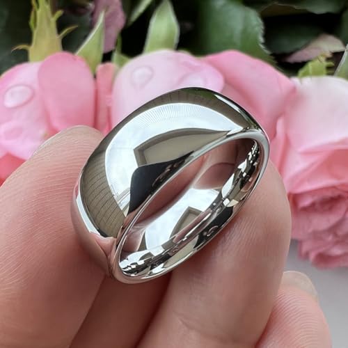 Image of TUTISS 2mm 3mm 4mm 5mm 6mm 7mm 8mm 10mm White Tungsten Rings for Men Women Engagement Wedding Bands Domed Polished Shiny Comfort Fit