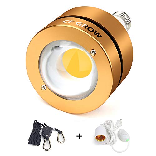 Cfgrow Cob Led Grow Light Bulb 200W, High Par/Ppfd 3500K White Full Spectrum Led Plant Grow Lamp For Indoor Plants Seedlings Veg Flowering Fruit All Stage Growing #TOP14