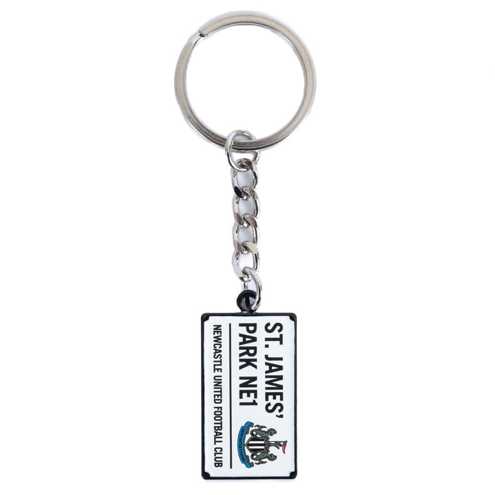 Newcastle United FC Street Sign Keyring, Metal Alloy, Silver Finish, 35mm x 20mm