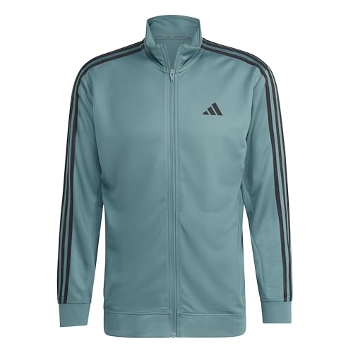 adidas Herren Train Essentials 3-Stripes Training Hooded Track Top, preloved Teal, L adidas Herren Train Essentials 3-Stripes Training Hooded Track Top, preloved Teal, L
