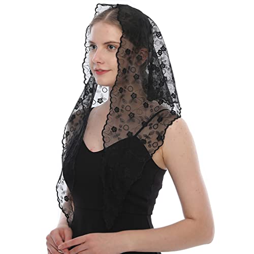 LMVERNA Triangle Mantilla Veil Tulle Scarf Covering Church Veil for Mass Wedding Bridesmaids