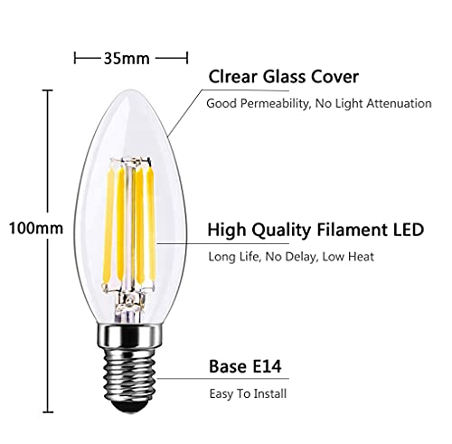 MAYCOLOR E14 Small Edison Screw Candle Bulb 4W Equivalent to 40W, Cool White 6500K, 400Lumen, Chandelier Light Bulbs - Image 3