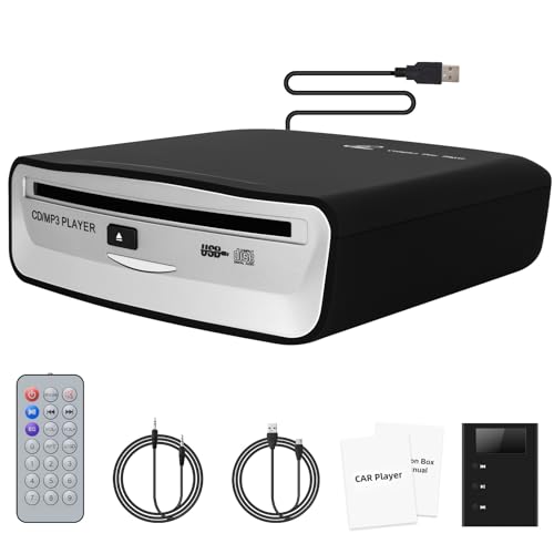Auto CD Player mit USB-Anschluss - Timzeit Extern Universal CD Player für Auto PKW LKW mit AUX-kabel und Fernbedienung, Externes CD Laufwerk für Laptop, PC, Fernseher, kompatibel mit Android Autoradio