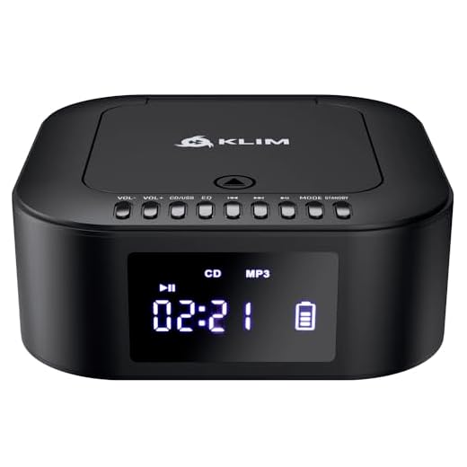 KLIM Boombox E1 Radio mit CD Player - BASS Boost mit Tieftöner - FM Radio, MP3, Bluetooth, AUX, USB, Kompakt Disc - CD Player tragbar mit kabellosem Modus und aufladbaren Akku - Mit Fernbedienung