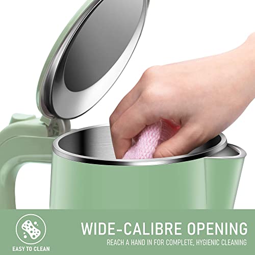 Cooktron 1.7L Electric Kettle Quiet Water Heater Kettle Double Wall Electric Kettles For Boiling Water Stainless Steel Bpa-Free Hot Water Boiler Cool Touch Tea Pot, 1500W Fast Boiling, Green #TOP5