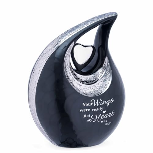Large Black Matte Teardrop Urn with Red Heart for Human Ashes Male - Urns for Adult Men and Women - Cremation Urns for Ash, Funeral/Burial Urns, Decorative and Keepsake ERN, Heart Urn, 2.5 LTR by KEEPSAKE COMPANY - Image 7