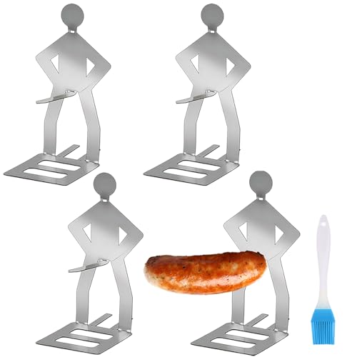 BBQ Gadgets, BBQ Sausage Holder Man, 5pcs Funny Gadgets For Men Set, Portable And Reusable, Cooking Accessories For Grilling, Camping, Outdoor Picnic, Garden And Kitchen