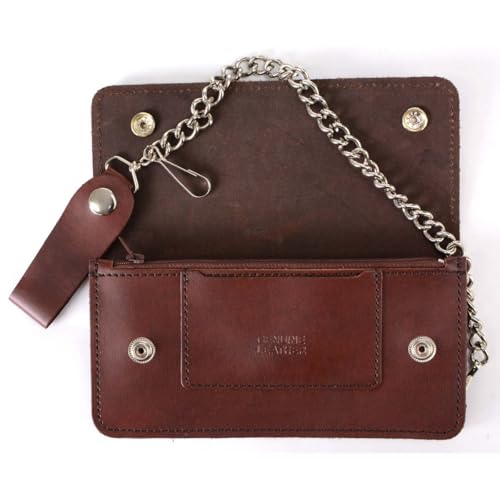 Milwaukee Leather MLW7816 Men's 8” Antique Brown Leather Bi-Fold Biker Wallet w/Anti-Theft Stainless Steel Chain - 8 Inch3