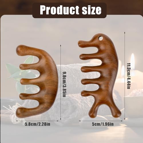 Peines masajeadores de madera para cuero cabelludo 2 piezas miniatura 2