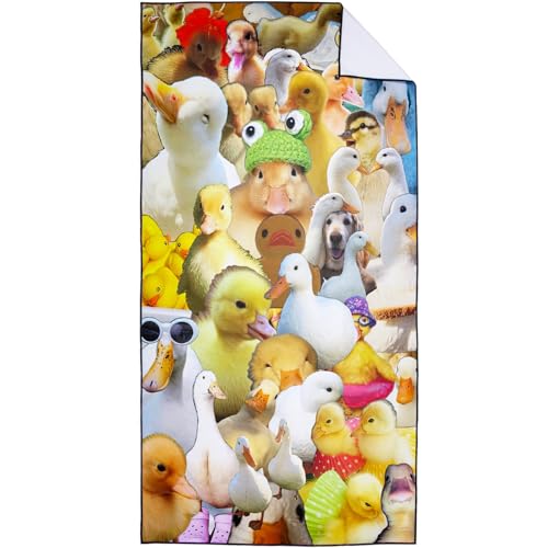 XSMEI Duck Collage Beach Towel for Animal Lovers, Thin Lightweight Sand Free Quick Dry Microfiber Towels, Extra Large 36" x 72"
