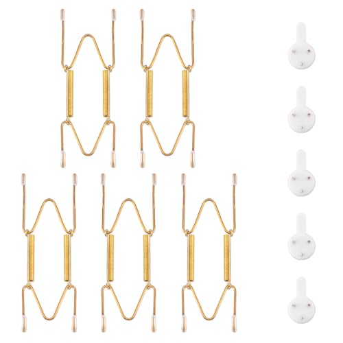 Bilillo 5 Pack Plate Hangers for The Wall, Fits 5-6 inch Decorative Plate | Stainless Steel Invisible Heavy Duty Wire Plate Holder with Wall Hooks, Plate Hangers for Displaying Plates