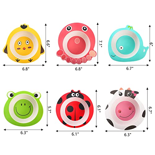 Zeayea 6 Pack Bamboo Kids Bowls, 12 Oz Durable Animal Shape Bowls For Kids Children, Bpa Free Reusable Snack Bowl, Dinner Tableware For Serving Soup, Cereal, Pasta, Ice Cream #TOP1