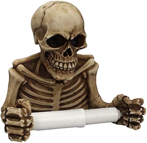 1PC Skeleton Toilet Paper Roll Wall-Mounted Retro Skeleton Paper Towel Holder Skull Roll Holder Ghost Festival Bathroom Storage Artifact
