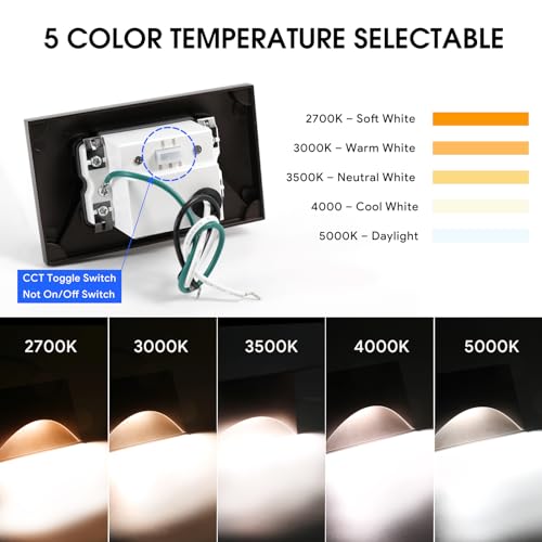 Energetic 5CCT 120V LED Indoor Outdoor Step Lights, 2700K/3000K/3500K/4000K/5000K Stair Lighting, 3W Dimmable LED Lights for Step Stair, CRI90, ETL Listed, IP65 Waterproof, Aluminum, Bronze, Pack of 6 by E ENERGETIC LIGHTING - Image 2