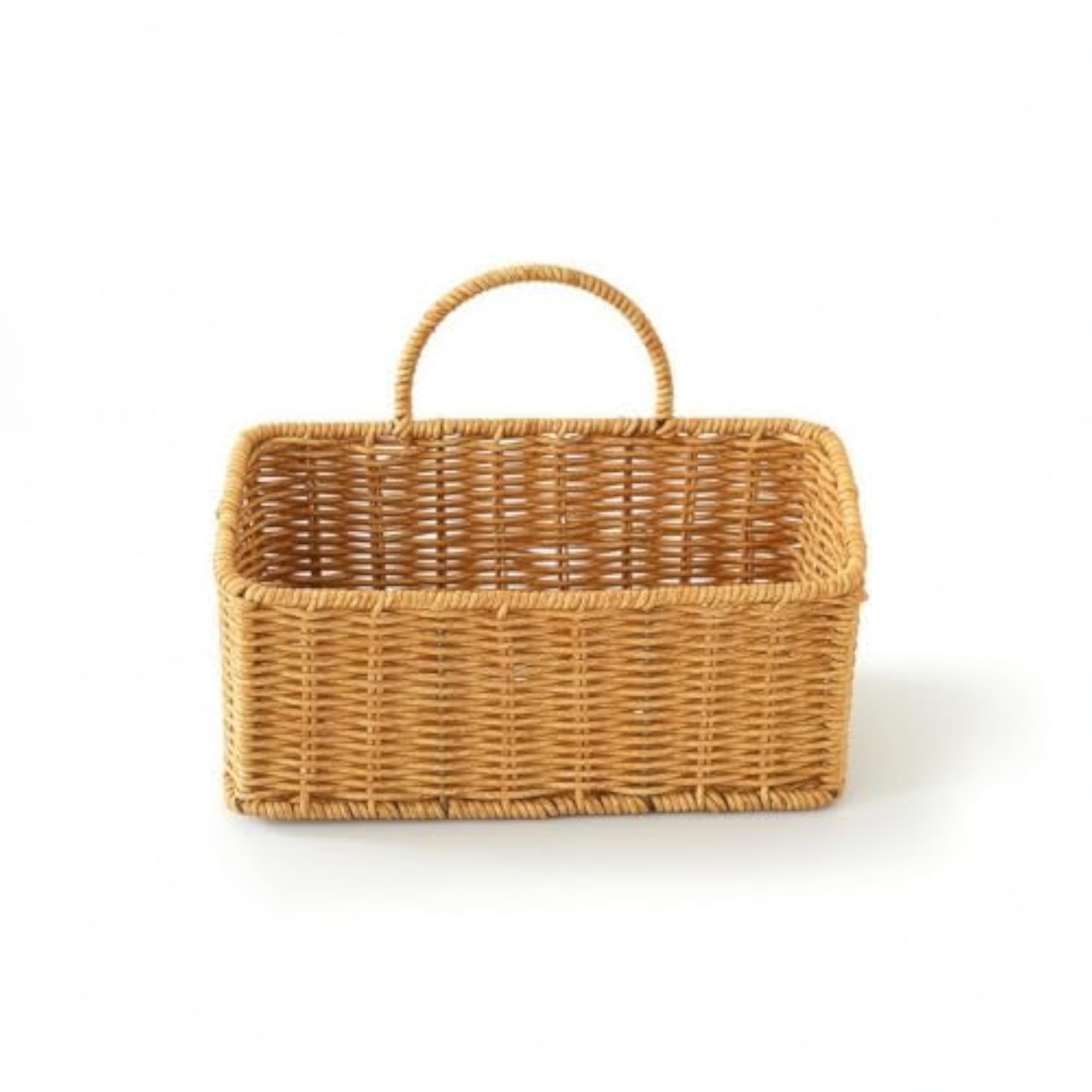 Faux-Rattan Wall-Mounted Storage Basket, Rectangular Organizer