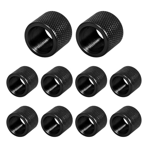 CuraceQ 10PCS Thread Protector 1-2 x 28 for .22lr .223 & 5.56, Compact and Lightweight Design Threaded Barrel Protector, Made of CNC Machined Steel, Black Oxide Finish Thread Protector