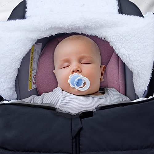 Tsayawa Winter Baby Infant Car Seat Cover - Keep Babies Warm Carseat Bunting Bag/Blanket For Newborn - Cold Weather Insulated Windproof Carrier Canopy For Travel (Black) #TOP5