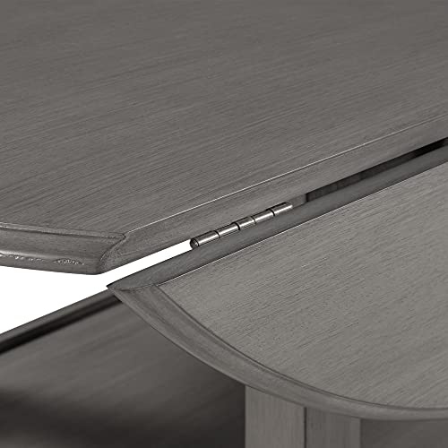 Knocbel Farmhouse Counter Height Round Drop Leaf 2-Person Dining Table With Storage Shelf, Wooden Kitchen Dining Room Small Space Furniture, 200Lbs Weight Capacity (Gray) #TOP4