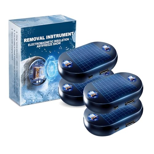 4PCS Antifreeze Electromagnetic Car Snow Removal Device,Cordless Electromagnetic Wave Windshield Ice Melter for Cars,Reusable Winter Solution for Car SUV Sedan Off-Road Vehicles