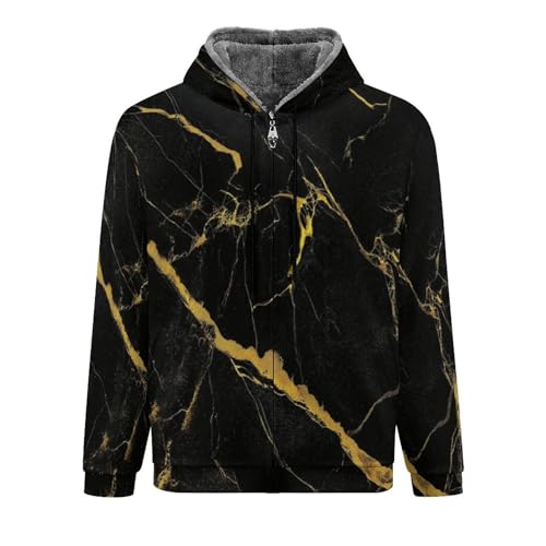 Sweat-shirt à texture marbrée noire et dorée pour homme manteau d'hiver premium doublé polaire