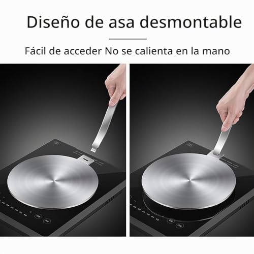Miniatura 6 de Roseflower Adaptador Induccion De 28cm 11 , Placa Convertidora De Placa De Inducción De Acero Inoxidable, Placa Difusora De Calor Con Mango Extraíble, Adaptador Induccion Cafetera