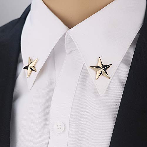 MISSU JEWELRY Five-Pointed Star Lapel Pin Collar Corner Mens Suits Shirts Pentagram Brooch Badge Clips (Gold) by MISSU JEWELRY - Used condition - Image 2