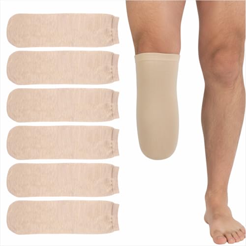 Cotton Prosthetic Socks, Soft Breathable Stump Liners, Multiple Lengths and Colors for Daily Wear, 6-Pack (Skin S)