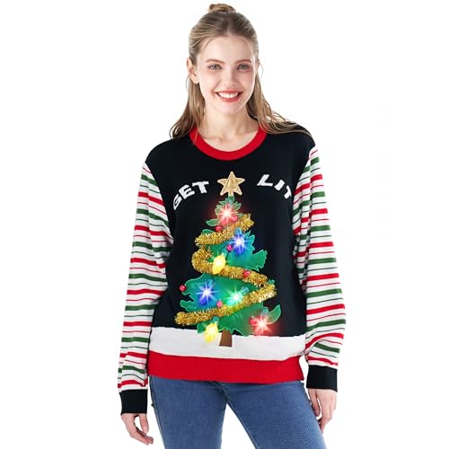 JOYIN Hässliche Weihnachtspullover Damen Led Weihnachtspullover...