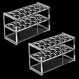 HOBBIESAY 12 Löcher Glas Reagenzglashalter 14x4.8x9cm Klarer Reagenzglasständer Rundbodenröhrchen Behälter Zylinderröhrchen Präsentationsständer für Perlen Süßigkeiten Loch: 0.62 Zoll Durchmesser