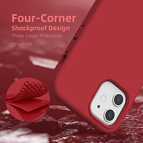 Coque iPhone 12 silicone liquide antichoc évite les rayures et chutes rouge - 6