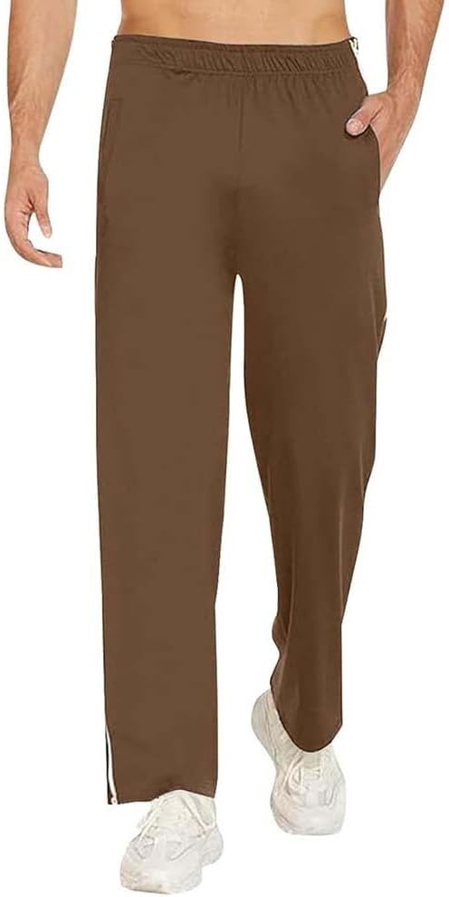 liyun Rehabilitation Pants Men's Training Pants with Full Length Zipper Jogging Pants Trousers with Side Opening and Pockets
