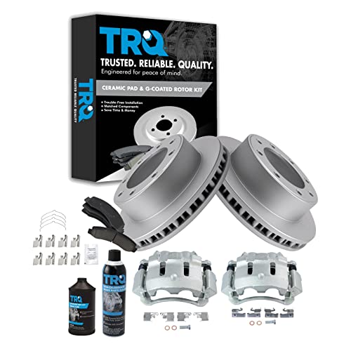 Image of TRQ Front Brake Pad Caliper & Rotor Kit with Chemical Kit Ceramic