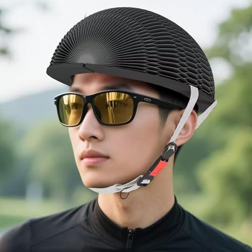 Casco plegable ligero de papel transpirable con correa de barbilla regulable 3