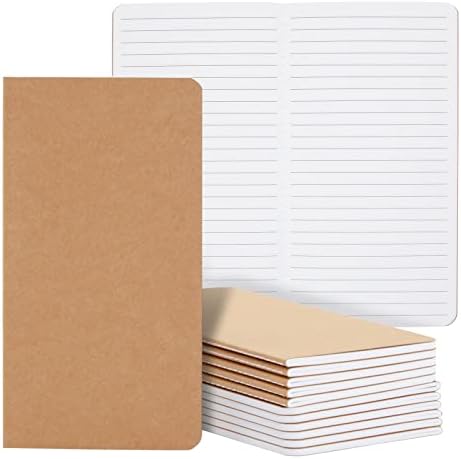 12 Pack Kraft Paper Notebooks, H5 Lined Journals for Travelers, Notes, Blank Soft Cover Diary (4 x 8 Inch)