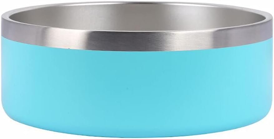 32oz 64oz Stainless Steel Double Wall Dog Bowls,BPA Free Non-Slip Pet Dishes,Cat Food&Water Bowl with Rubber Base(64oz, Light Blue)