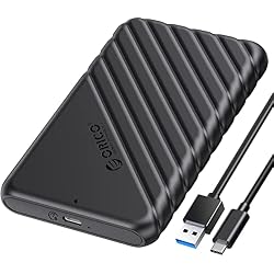 ORICO 2.5 inch USB C Hard Drive Enclosure USB 3.1 Gen 1 to SATA III External Hard Drive Case for SSD HDD 9.5 7mm Tool-Free with UASP, Black (25PW1-C3)