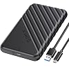 ORICO 2.5 inch USB C Hard Drive Enclosure USB 3.1 Gen 1 to SATA III External Hard Drive Case for SSD HDD 9.5 7mm Tool-Free with UASP, Black (25PW1-C3)