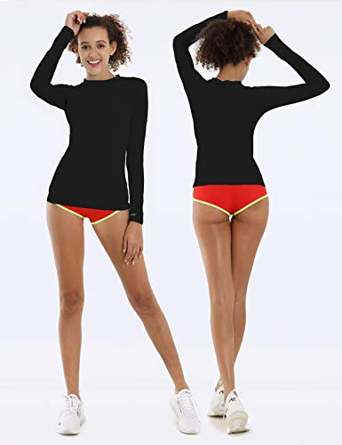 BUBBLELIME Long/Short Sleeve Rashguard for Women UPF 50+ Sun Protection - Basic Long Sleeve_BLACK(1) Medium_BWST001 - Thumbnail 3