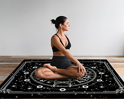 Sun And Moon Area Rug 3X5 Black And White Zodiac Astrology Space Carpets Celestial Moon Phase Non-Slip Rugs For Bedroom Living Room Home Decor (59" X 39") #TOP4
