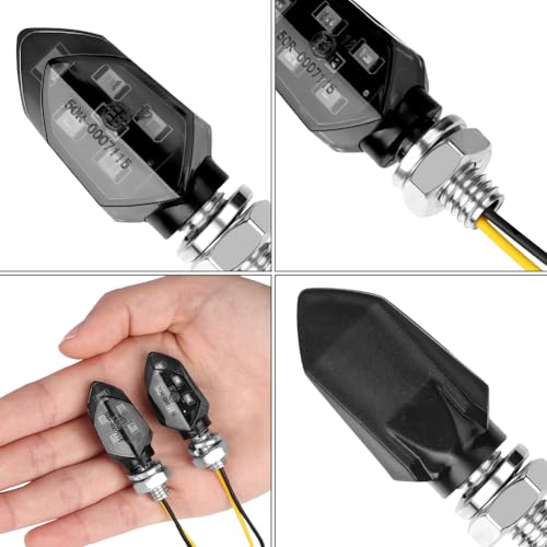 LOPHE 2 Stück LED Motorrad Blinker, 12V Motorrad Lauflicht, 5 LED M8 E-MARK Geprüft Miniblinker Universal, Blinker Licht Wasserdicht für Motocross Fahrrad Moped