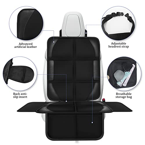 Spotmart Car Seat Protector Covers - For Child Carseat Mat 600D Fabric Waterproof Non Slip Thickest Padding With Storage Pockets Durable Cushion Protectors Large Size Prevent Dirt Scratches Black 2 #TOP6