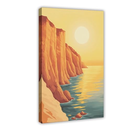 Poster sur toile Sunset Cliffs Ocean tableau de paysage côtier