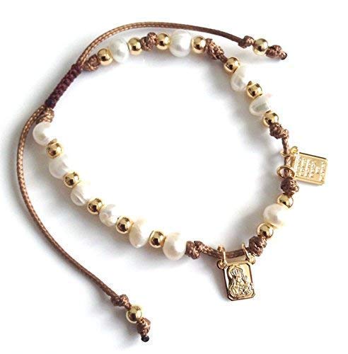 SIFRIMANIA Brown Scapular Medal Catholic Adjustable Bracelet for Women