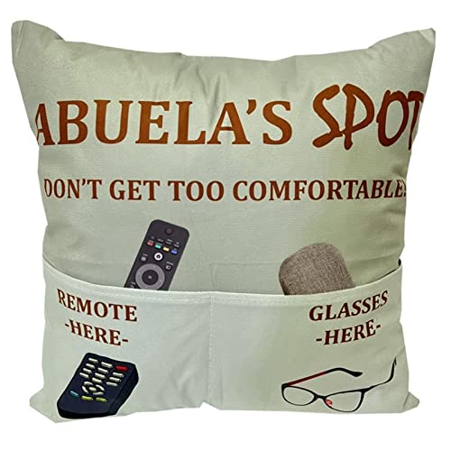 Abuela Gifts 2-Pocket 2-Sided Abuela’s Spot Throw Pillow Covers 18X18 Inch+ Abuela Ever Engraved Spoon, Mother’s Day Birthday Stocking Stuffers Thanksgiving For Grandma Mom Nana Abuela Grandmother #TOP27