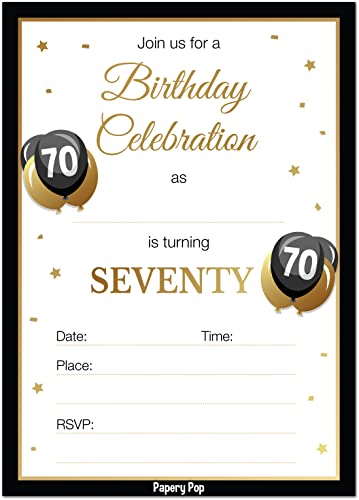 70th Birthday Invitations for Men or Women with Envelopes (30 Count) - 70 Seventy Year Old Anniversary Party Celebration Invites Cards
