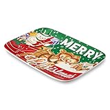 Cerified International Santa’s Retro Christmas Rectangular Platter – Holiday Tray with Vintage Santa, Reindeer & Snowman Art, Nostalgic Festive Tableware for Cookies, Appetizers, and Sides