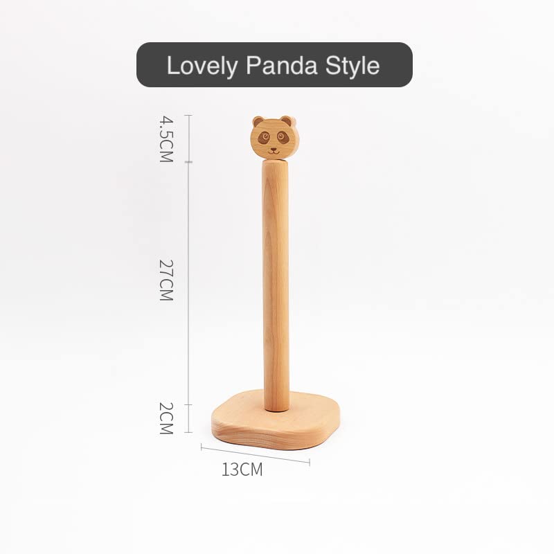 Soporte para rollo de cocina de madera de panda, organizador vertical de papel 2